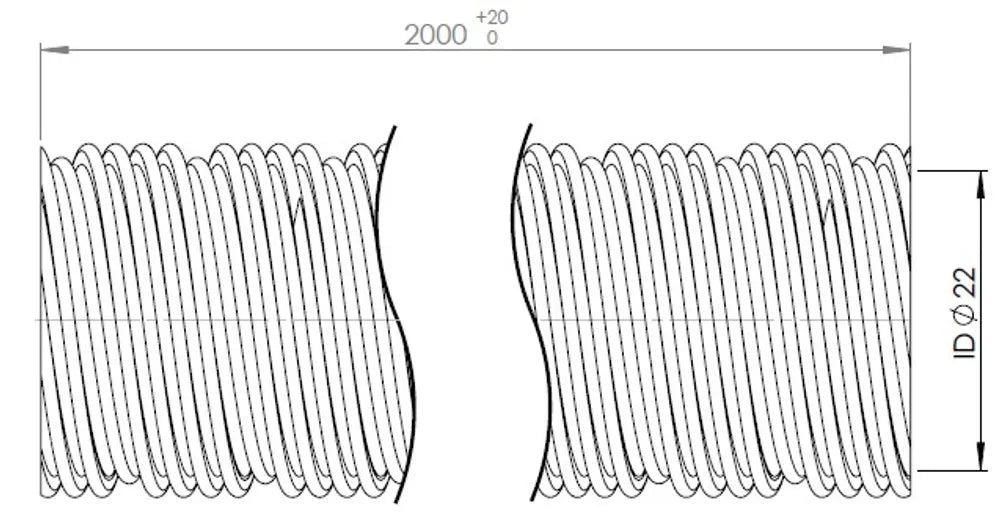 Tubo flessibile, AHE, ID=22 L=2000, SS - 95281