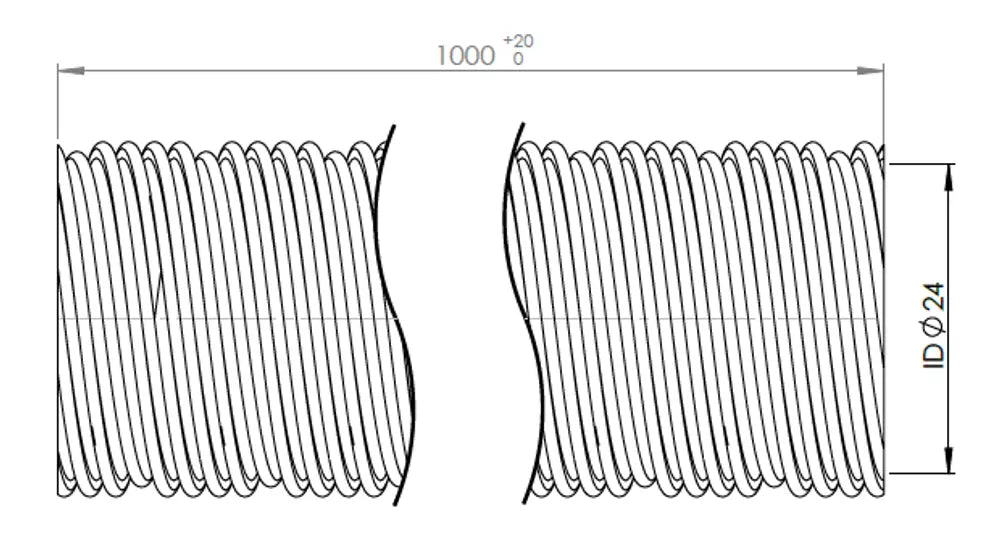 Tubo flessibile, AHE, ID=24 L=1000, SS - 95284