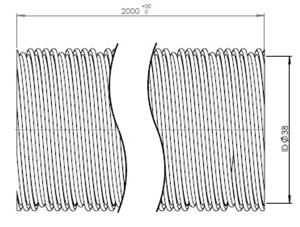 Tubo flessibile, AHE, ID=38 L=2000, SS - 95291