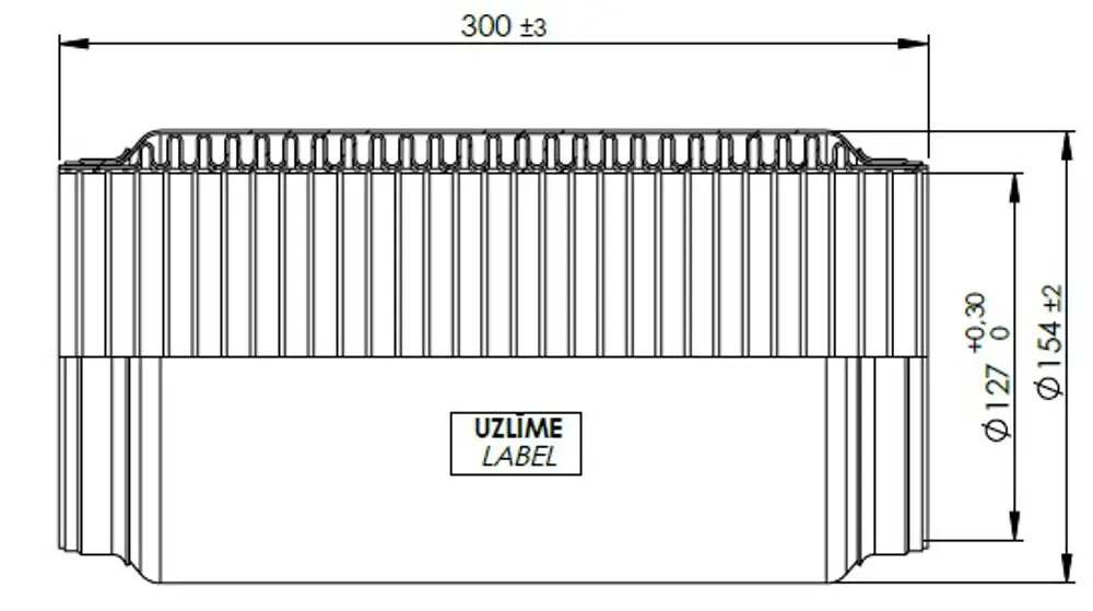Soffietto, Ø=127 / L=300, SS - 95355