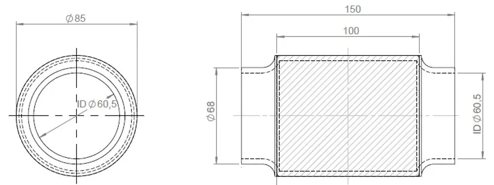 Soffietto, ID=60  L=150, SS - 95362