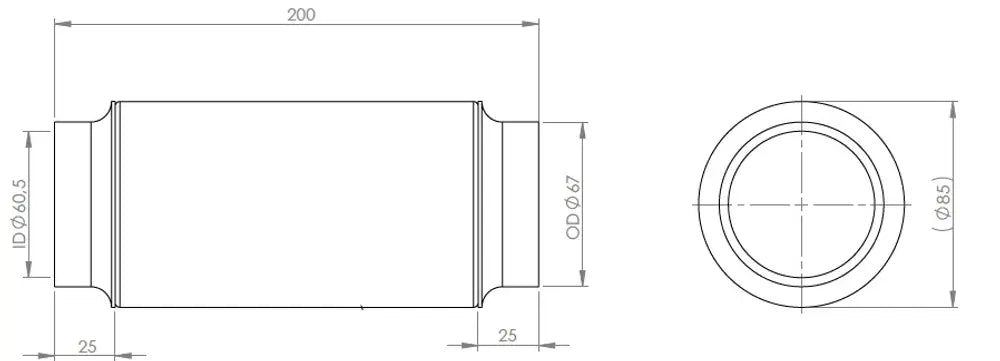 Soffietto, ID=60.5  L=200, SS - 95363
