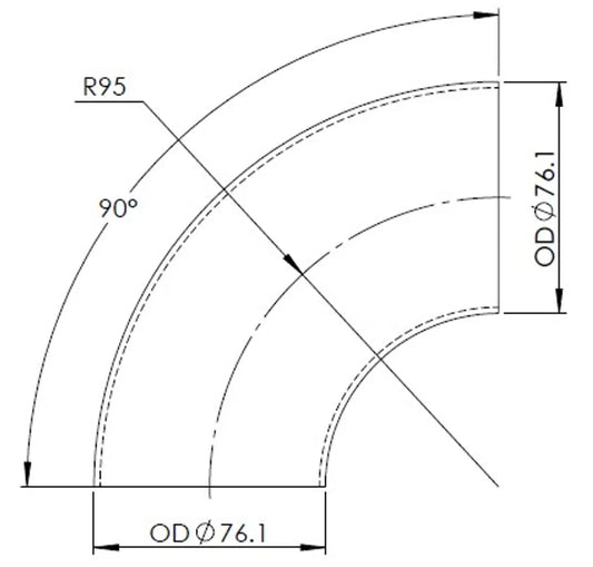 90ø Gomito Cast OD=76.1 / T=2, INOX - 96277