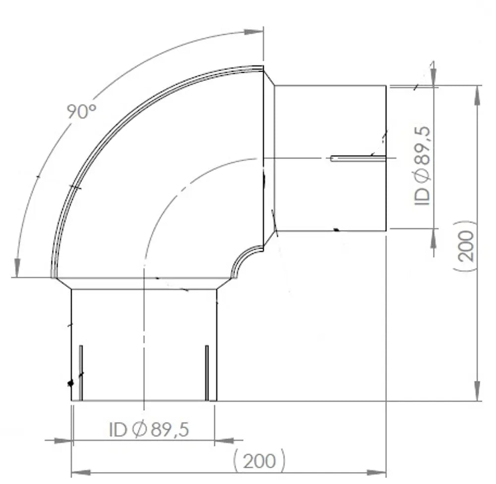 90ø Gomito di scarico, ID=89.5 / L=200, SPD - 97089