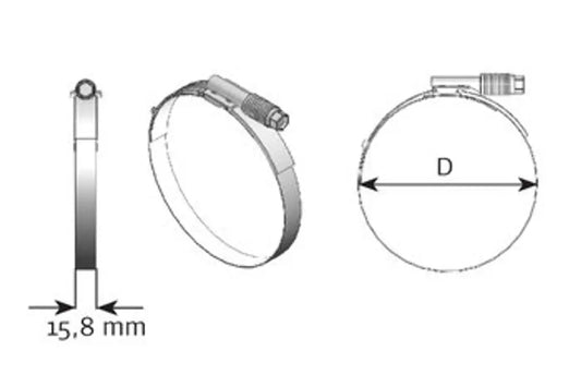 Fascetta a nastro CT, Ø=184-206 / L=15.8 mm, INOX - 98882
