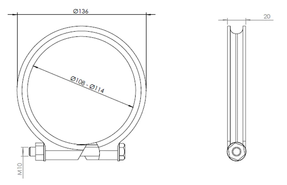 Fascetta per marca camion, Ø=108-114 mm, INOX - 99116