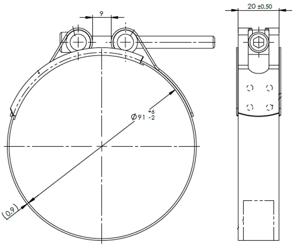 HoseFit Fascetta per Leyland, Ø=91-97 / L=30 mm, INOX - 99189