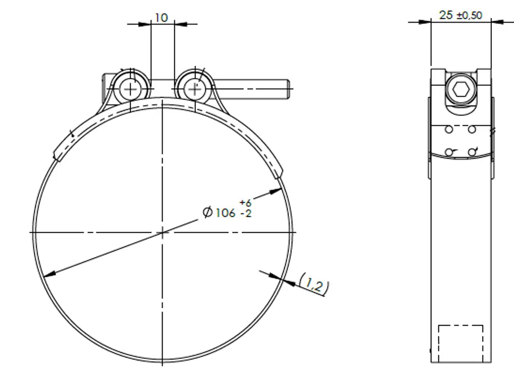 HoseFit Fascetta per DAF, Ø=104-112 / L=25 mm, INOX - 99202