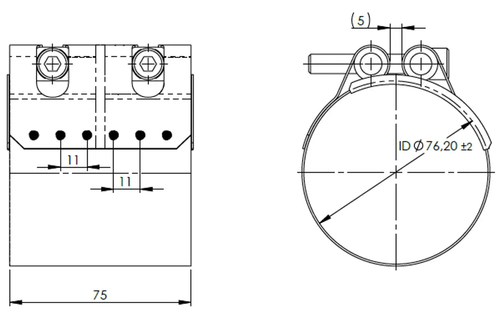 Fascetta piatta ButtFit, Ø=76.2 / L=75 mm, ALU - 99376