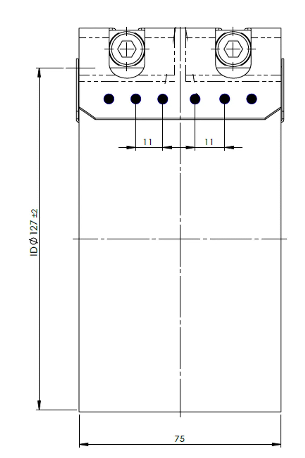 Fascetta piatta ButtFit, Ø=127 / L=75 mm, ALU - 99427