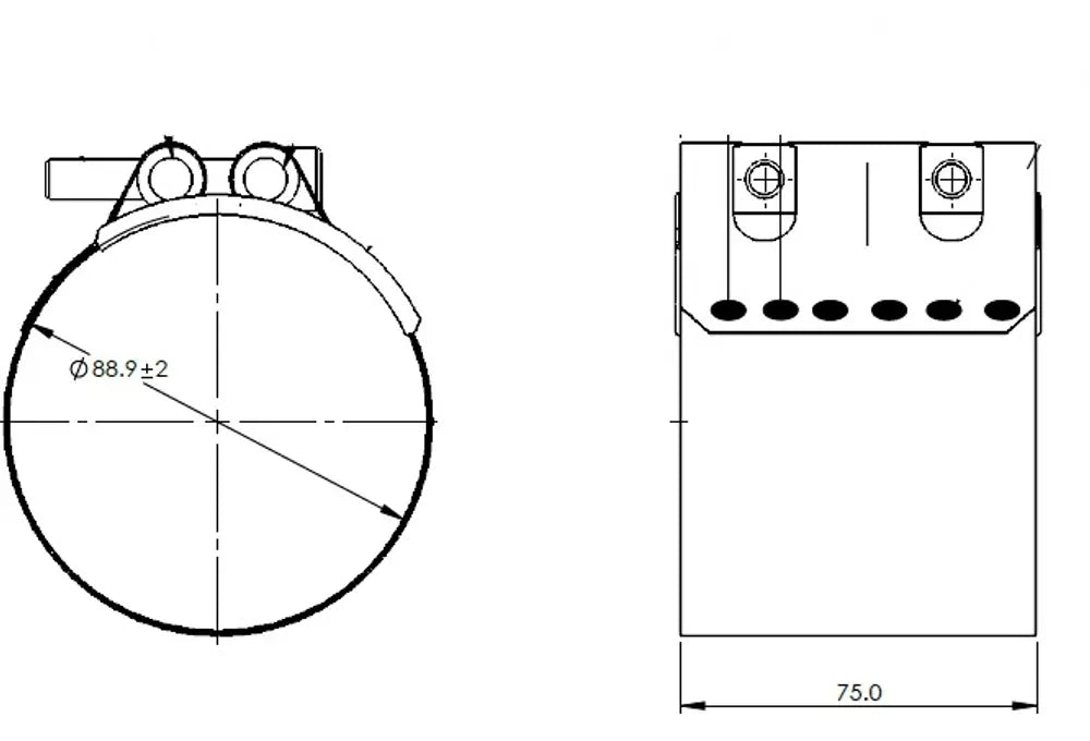 Fascetta piatta ButtFit, Ø=88.9 / L=75 mm, INOX - 99489