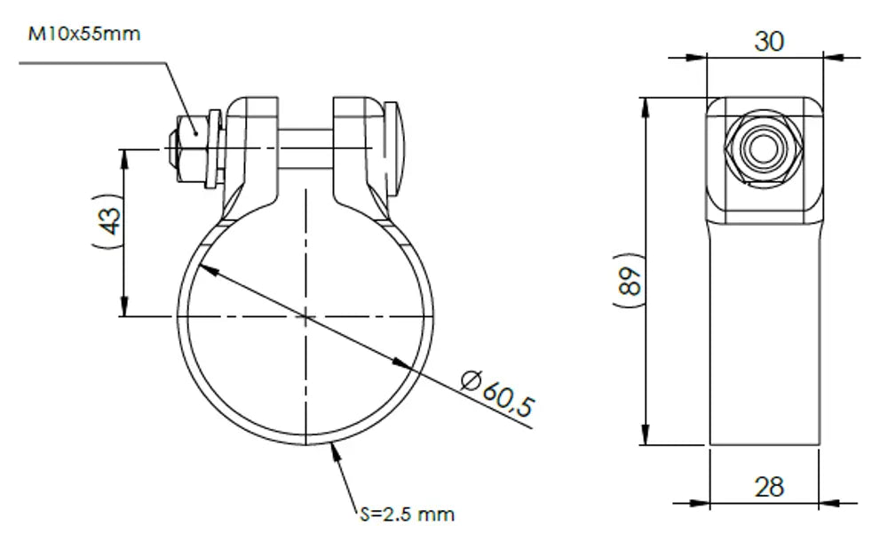Fascetta Heavy Duty per VW, Ø =57.5-60.5 mm, ALU - 99560