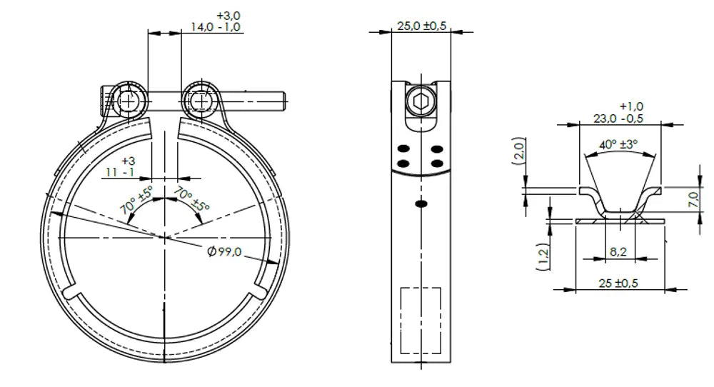 Fascetta a V Single Bolt, Ø=76.1 / L=25 mm, INOX - 99679