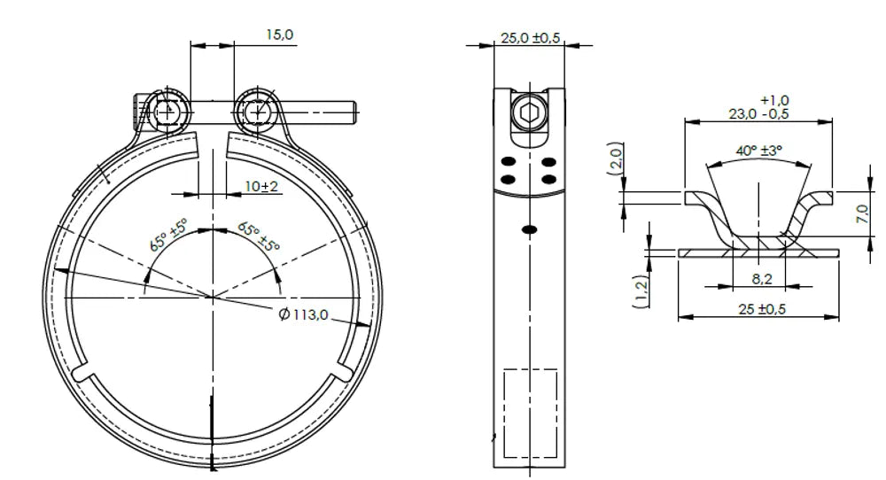 Fascetta a V Single Bolt, Ø=88.9 / L=25 mm, INOX - 99680