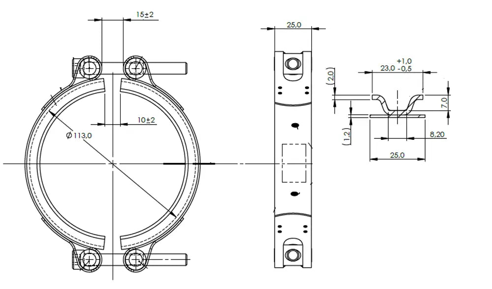 Fascetta a V, Double Bolt, Ø=88.9 / L=25 mm, INOX - 99685