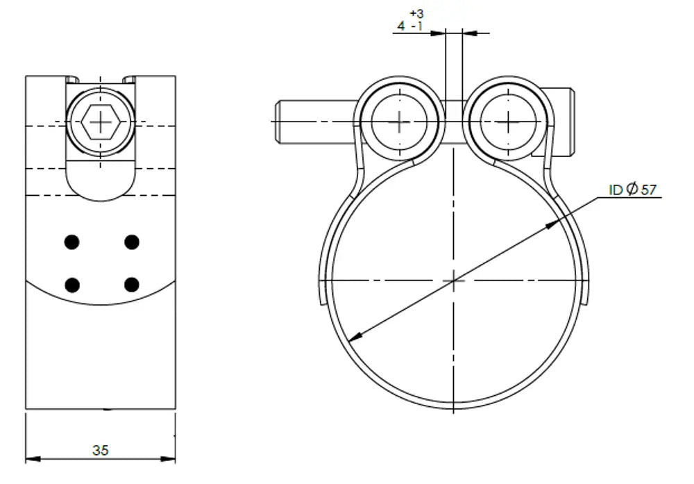 PipeFit Fascetta, Ø=57 / L=35 mm, INOX - 99801