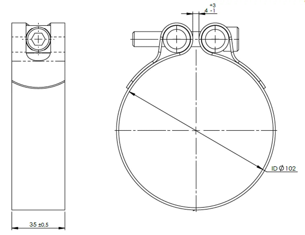 PipeFit Fascetta, Ø=101.6 / L=35 mm, INOX - 99807