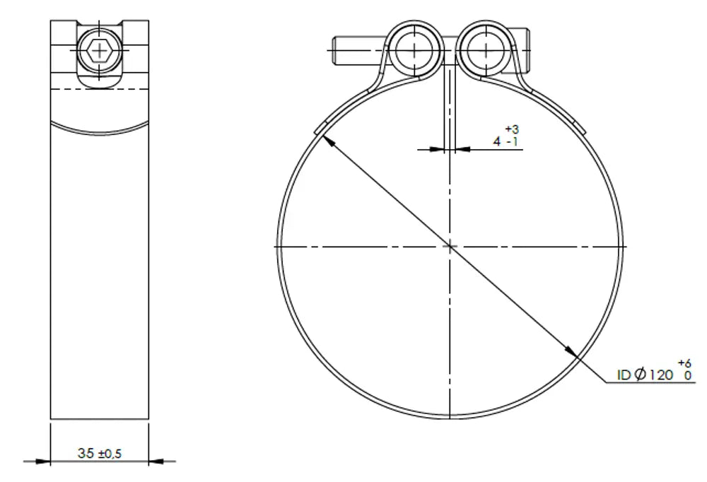 PipeFit Fascetta, Ø=120 / L=35 mm, INOX - 99810