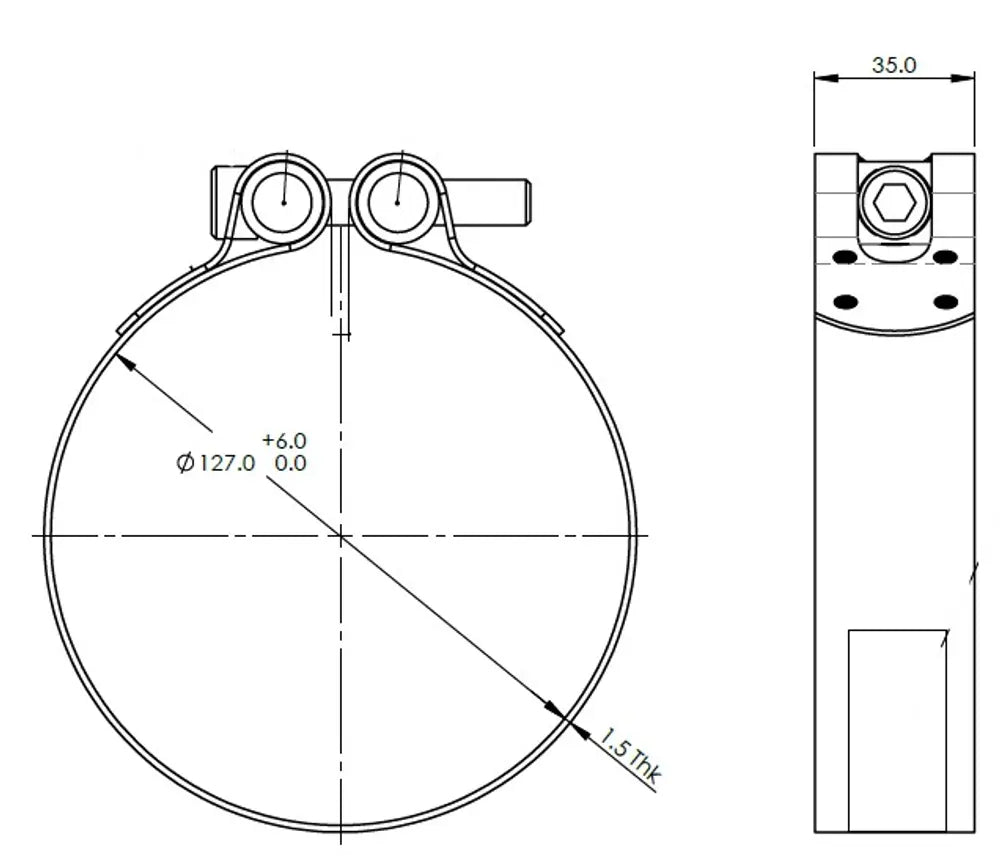 PipeFit Fascetta per Volvo, Ø=127 / L=35 mm, INOX - 99811