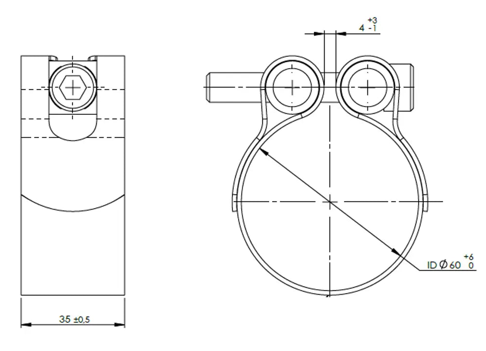 PipeFit Fascetta, Ø=60.3 / L=35 mm, INOX - 99816