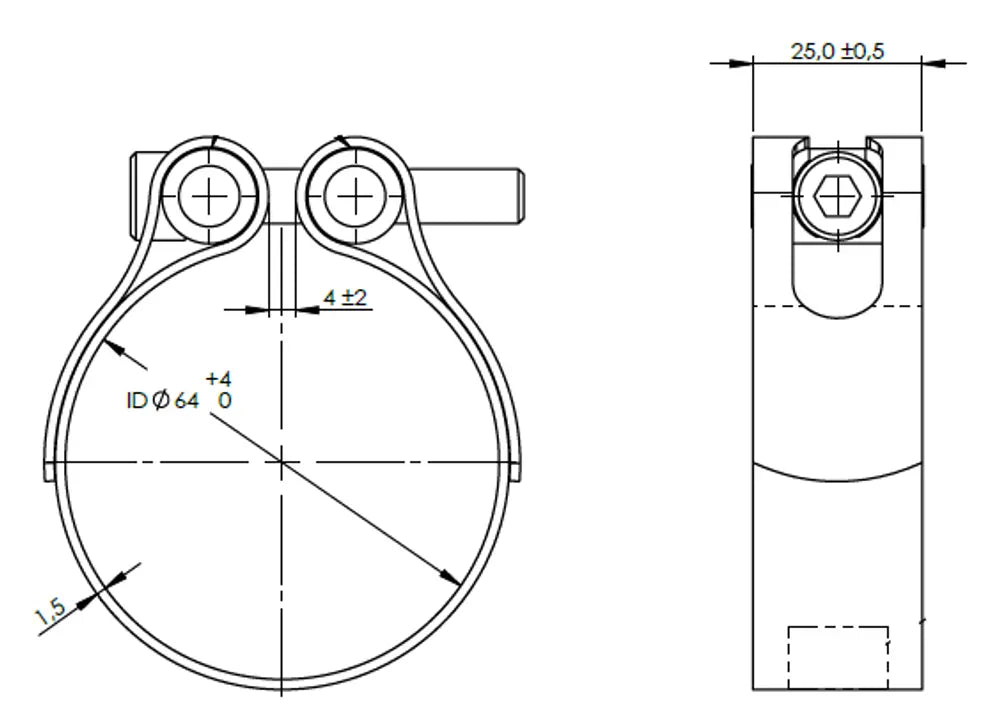 TightFit Fascetta, Ø=64-67 mm, ALU - 99864