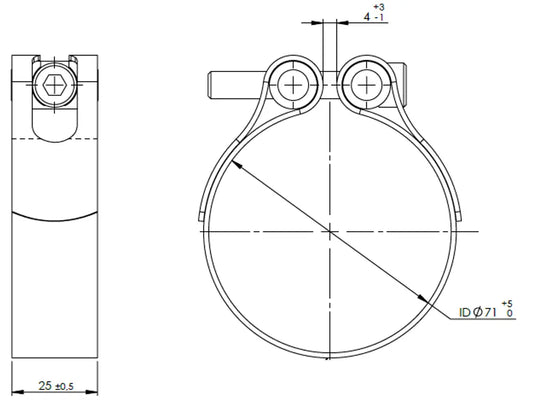 TightFit Fascetta, Ø=71-74 mm, ALU - 99871