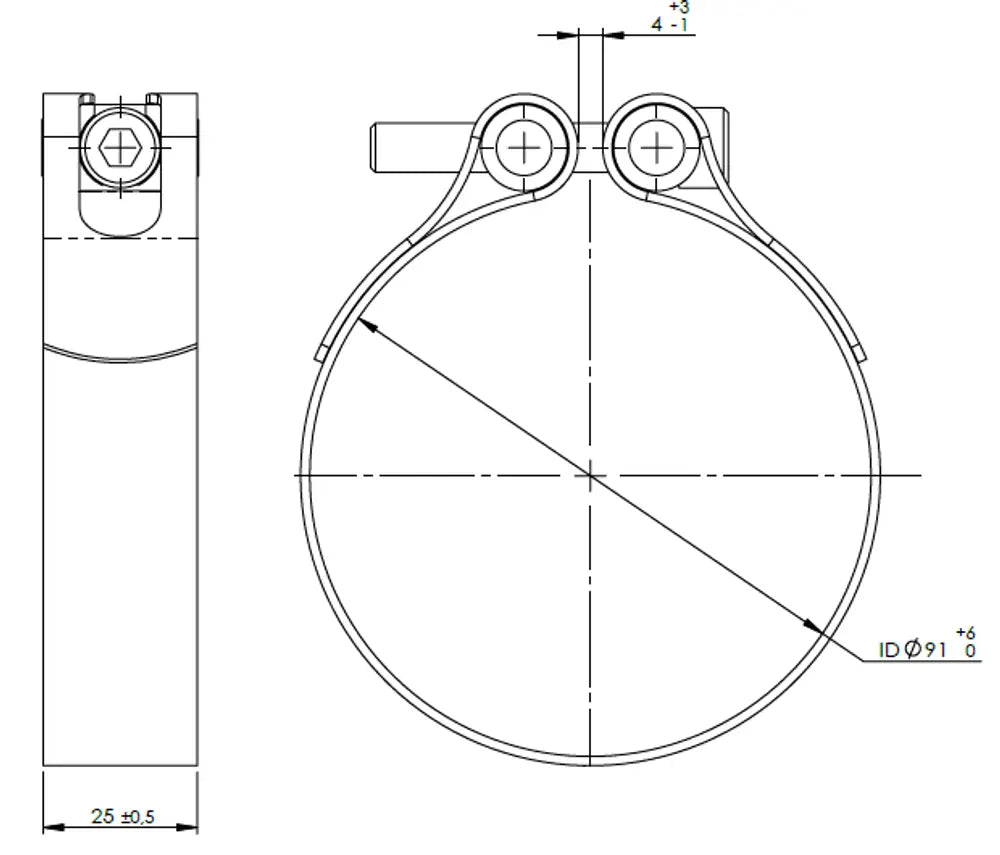 TightFit Fascetta per DAF, Ø=91-94 mm, ALU - 99892