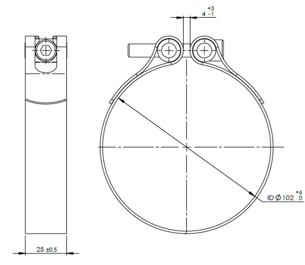 TightFit Fascetta per Volvo, Ø=102-106 mm, ALU - 99903