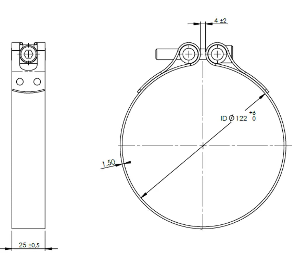 TightFit Fascetta, Ø=122-127 mm, ALU - 99920