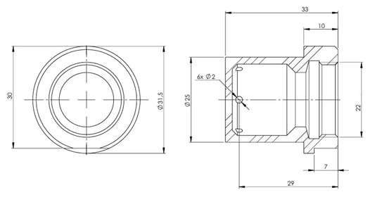 Bushing 33x31.5mm, SS - 9BB085