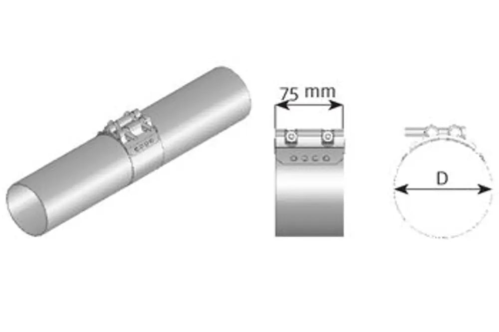 Fascetta piatta ButtFit, Ø=63.5 / L=75 mm, INOX - 99463
