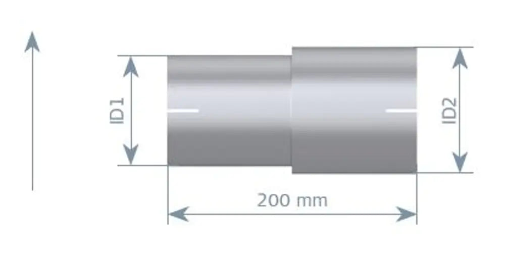 Adattatore per tubo ID/ID=120.5/127.5 L=200, ALU - 93720