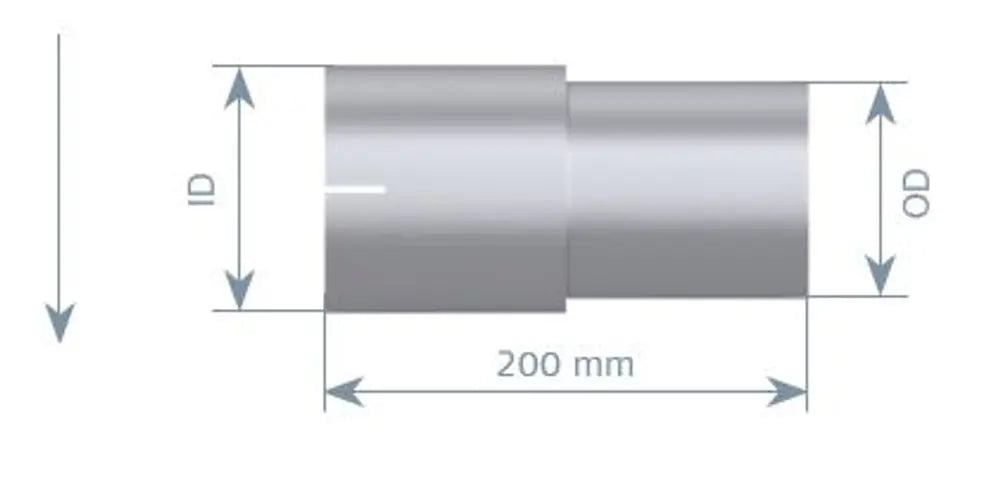 Adattatore per tubo, ID/OD=63.5/50 L= 200, INOX - 93767