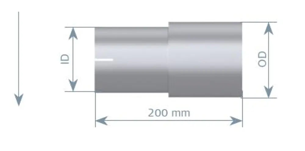 Adattatore per tubo, ID/OD=77/102 L= 200, ALU - 93785